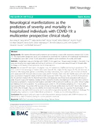 Neurological Manifestations As the Predictors of Severity and Mortality