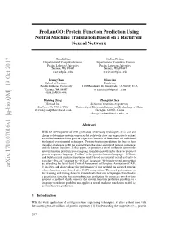 Prolango: Protein Function Prediction Using Neural~ Machine