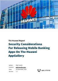 Security Considerations for Releasing Mobile Banking Apps on the Huawei Appgallery