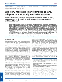 Allostery Mediates Ligand Binding to Grb2 Adaptor in a Mutually Exclusive Manner Caleb B