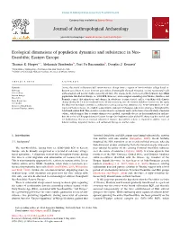 Ecological Dimensions of Population Dynamics and Subsistence in Neo- Eneolithic Eastern Europe T