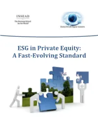 ESG in Private Equity: a Fast-Evolving Standard