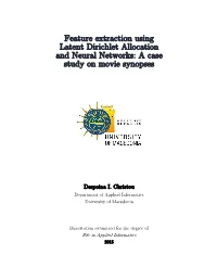 Feature Extraction Using Latent Dirichlet Allocation and Neural Networks: a Case Study on Movie Synopses