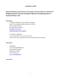 Spatial Distribution, Geochemistry, and Storage of Mining Sediment In