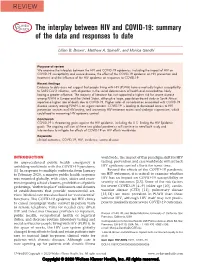 The Interplay Between HIV and COVID-19: Summary of the Data and Responses to Date
