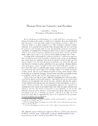 Thomas Reid on Character and Freedom
