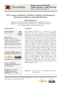 Wali Nanggroe Institution: the Role, Function, and Strategy for Resolving Conflicts in Aceh After the Peace