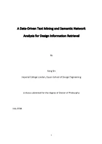 A Data-Driven Text Mining and Semantic Network Analysis for Design Information Retrieval