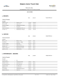 Fixture by Day for All Your Results