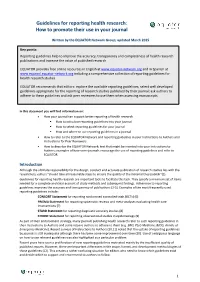 Guidelines for Reporting Health Research: How to Promote Their Use in Your Journal