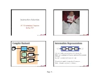 Instruction Selection Compiler Backend Intermediate Representations