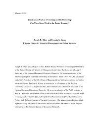 March 6, 2012 Broad-Based Worker Ownership and Profit Sharing: Can