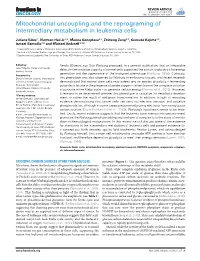Mitochondrial Uncoupling and the Reprograming of Intermediary Metabolism in Leukemia Cells