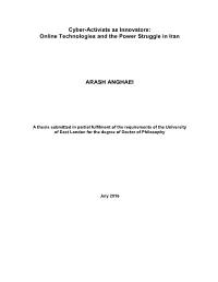 Online Technologies and the Power Struggle in Iran ARASH ANGHAEI