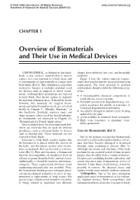 Overview of Biomaterials and Their Use in Medical Devices