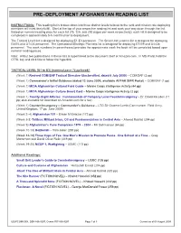 Pre–Deployment Afghanistan Reading List