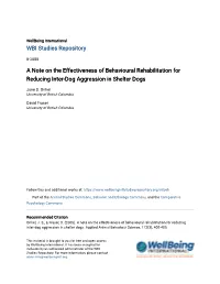 A Note on the Effectiveness of Behavioural Rehabilitation for Reducing Inter-Dog Aggression in Shelter Dogs