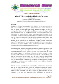 A Small Voice: Aesthetics of Dalit Life Narratives Preeti Maneck Communication Area, Bcom Program, Amrut Mody School of Management, Ahmedabad University
