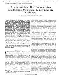 A Survey on Smart Grid Communication Infrastructures: Motivations, Requirements and Challenges Ye Yan, Yi Qian, Hamid Sharif, and David Tipper