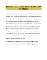 Formal Charge and Oxidation Number