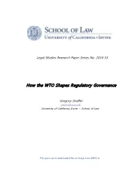 How the WTO Shapes Regulatory Governance