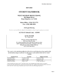Student Handbook 2021-2022