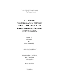 The Correlations Between Urban Configuration and Spatial Perception of Noise in New York City