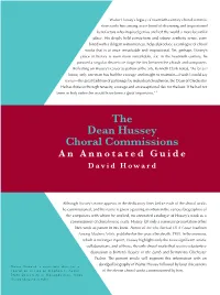 The Dean Hussey Choral Commissions an Annotated Guide David Howard