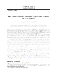 The Verification of Conversion Algorithms Between Finite Automata