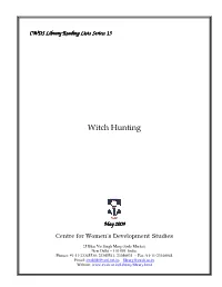 Witch Hunting CWDS Library Reading Lists Series; 13