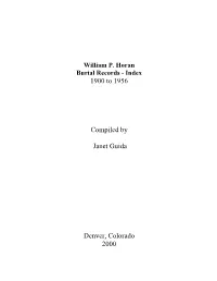 1900 to 1956 Compiled by Janet Guida Denver, Colorado 2000