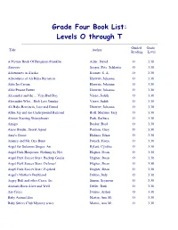 Grade Four Book List: Levels O Through T
