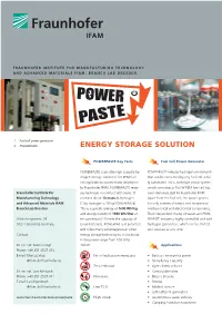 POWERPASTE Energy Storage Solution