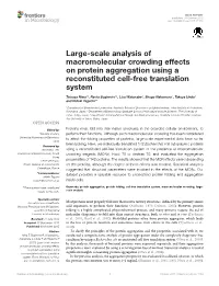 Large-Scale Analysis of Macromolecular Crowding Effects on Protein Aggregation Using a Reconstituted Cell-Free Translation System
