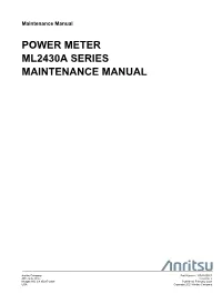 Power Meter Ml2430a Series Maintenance Manual