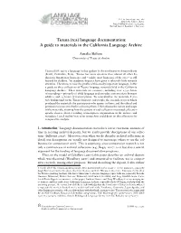 Ticuna (Tca) Language Documentation: a Guide to Materials in the California Language Archive