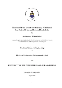 Insertion/Deletion Error Correction Using Path Pruned Convolutional Codes and Extended Prefix Codes