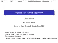 Modeling in Python-NEURON