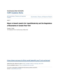 Music in Haredi Jewish Life: Liquid Modernity and the Negotiation of Boundaries in Greater New York