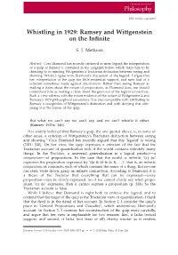 Ramsey and Wittgenstein on the Infinite