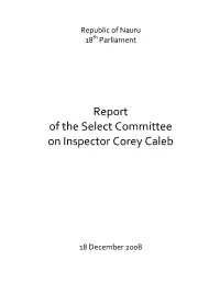 Report of the Select Committee on Inspector Corey Caleb