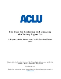 The Case for Restoring and Updating the Voting Rights Act