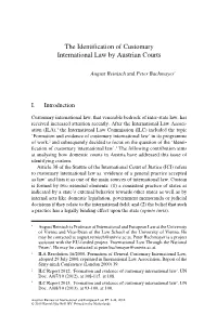 The Identification of Customary International Law by Austrian Courts
