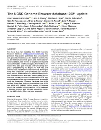 The UCSC Genome Browser Database: 2021 Update Jairo Navarro Gonzalez 1,*, Ann S