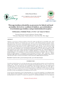 Thioxopyrimidinecarbonitriles As Precursors for Linked and Fused