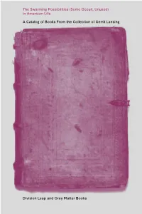 A Catalog of Books from the Collection of Gerrit Lansing Division