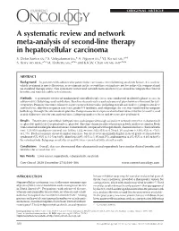 A Systematic Review and Network Meta-Analysis of Second-Line Therapy in Hepatocellular Carcinoma