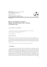 Bi-Se-Te Mineralization from Úhorná (Spišsko Gemerské Rudohorie Mts., Slovakia): a Preliminary Report