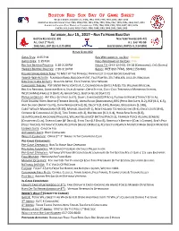 Day of Game Information Sheet