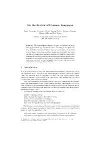On the Revival of Dynamic Languages
